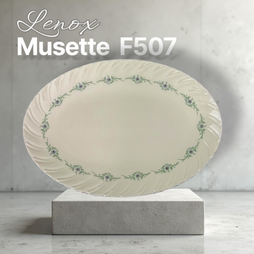 🛑 S O L D 🛑 ✨ Lenox Musette F507  Platter 15” Oval Platinum Rim Gold Stamped ✨